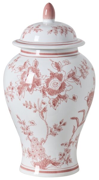 Váza s víkem SEWILLA Porcelán 38 cm Červená/Bílá