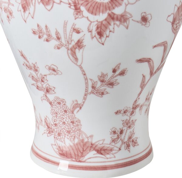 Váza s víkem SEWILLA Porcelán 38 cm Červená/Bílá