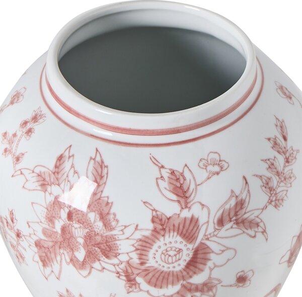 Váza s víkem SEWILLA Porcelán 38 cm Červená/Bílá