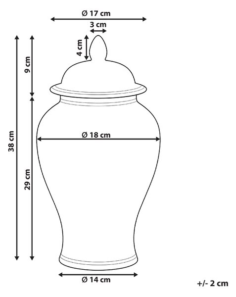 Váza s víkem SEWILLA Porcelán 38 cm Červená/Bílá
