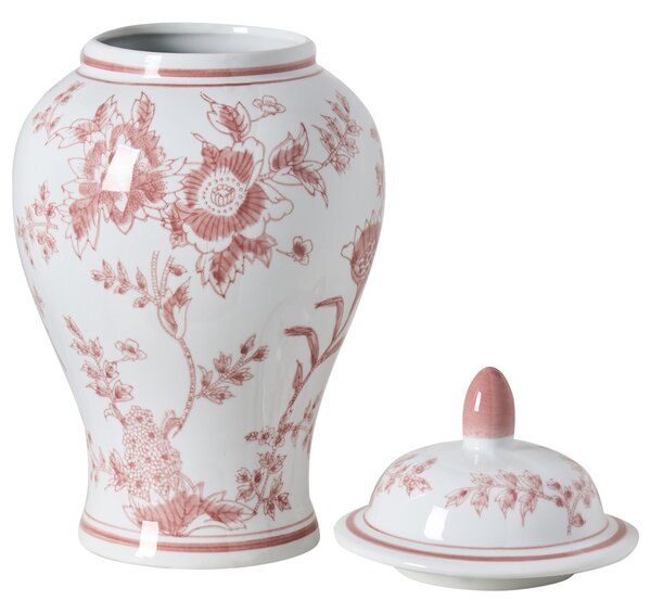 Váza s víkem SEWILLA Porcelán 38 cm Červená/Bílá