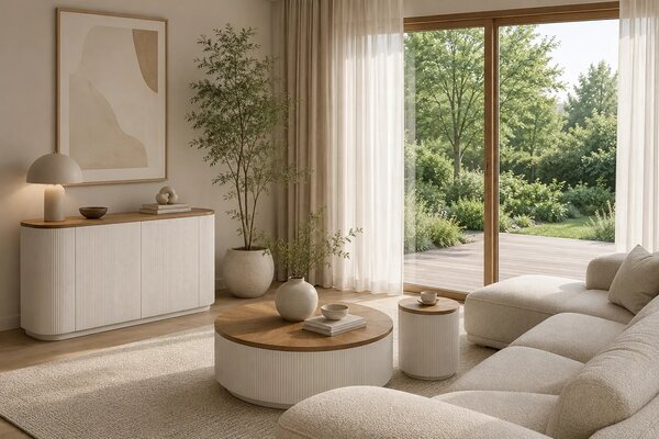 LivinHill Odkládací stolek Stilig ST581 40 cm z masivu ecru/jilm