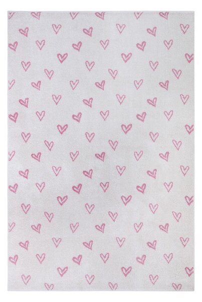 Růžovo-bílý dětský koberec 120x170 cm Hearts – Hanse Home