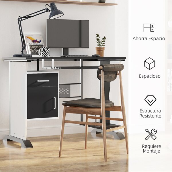 HOMCOM PC Počítačový stůl Kancelářský stůl 100x52x75cm Dřevěný nábytek | Aosom