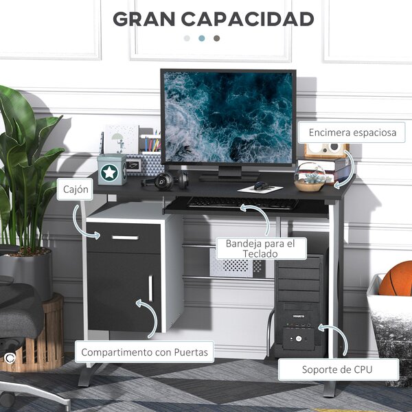 HOMCOM PC Počítačový stůl Kancelářský stůl 100x52x75cm Dřevěný nábytek | Aosom