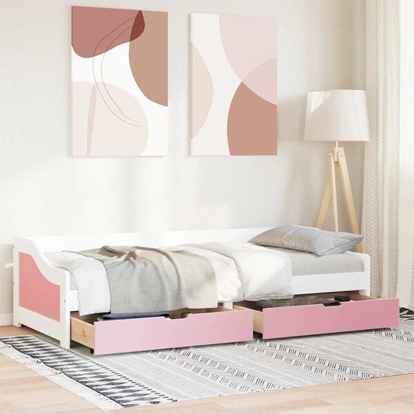 Válenda se 2 zásuvkami bez matrace bílá a růžová IRUN 90x200 cm 3314681