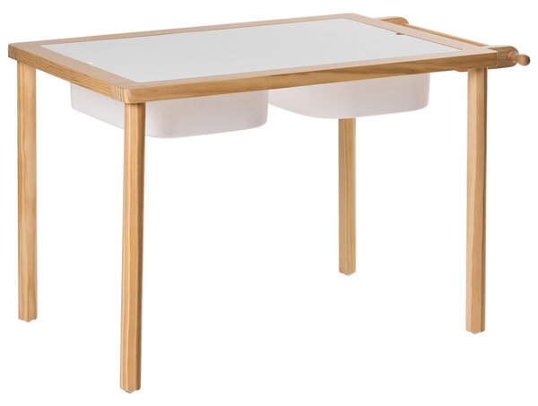 Dětský stůl se židlí KEMPSEY Světle hnědá Montessori s úložným prostorem