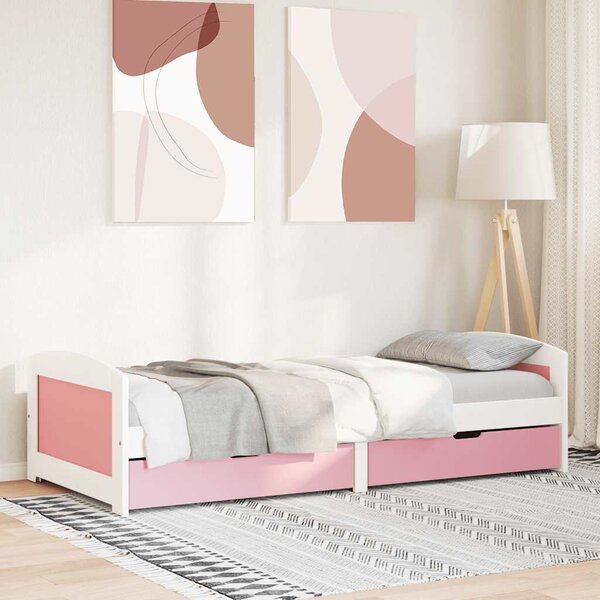 Válenda se 2 zásuvkami bez matrace bílá a růžová IRUN 90x200 cm 3314679