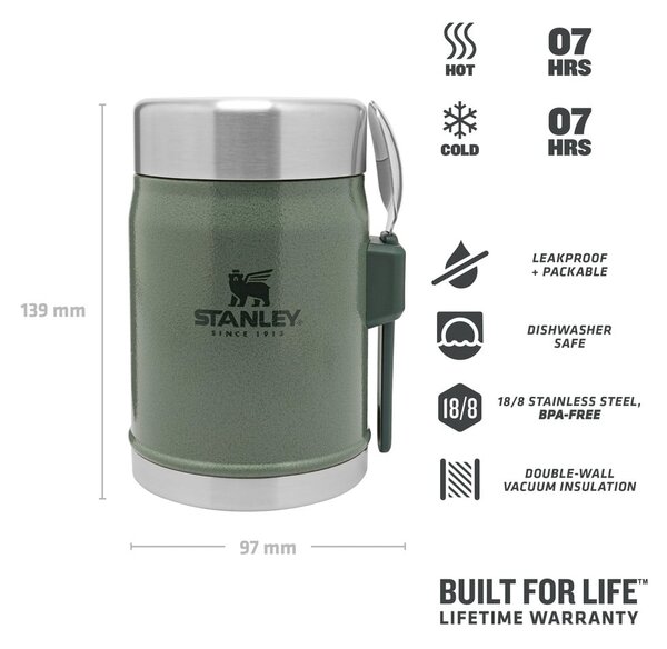 Zelená termoska na jídlo z nerezové oceli 400 ml Legendary Classic Hammer Tone Green – Stanley