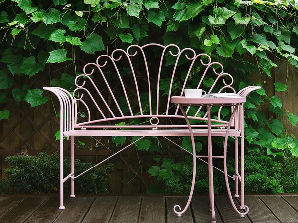 Zahradní lavice CAVINIA 125 cm Kov Růžová