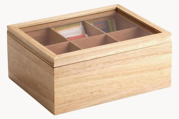 Skladovací box na čajové sáčky z kaučukového dřeva Timi