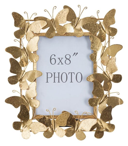 Kovový stojací rámeček ve zlaté barvě 28x30,5 cm Butterfly – Mauro Ferretti