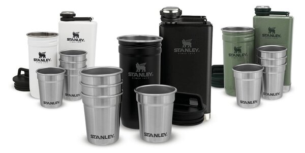 Černý nerezový set placatky a panáků 6 ks 250 ml – Stanley