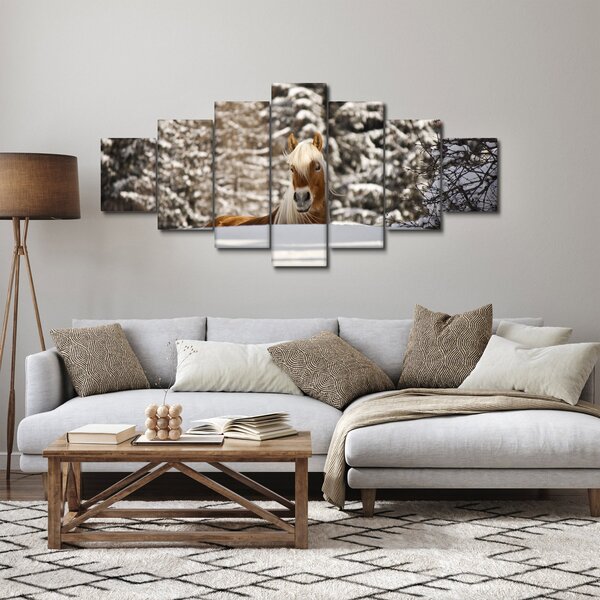 Obraz - Kůň v zimní krajině (210x100 cm)