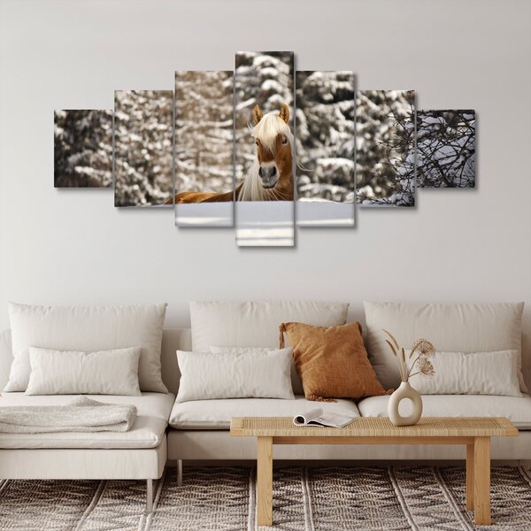 Obraz - Kůň v zimní krajině (210x100 cm)