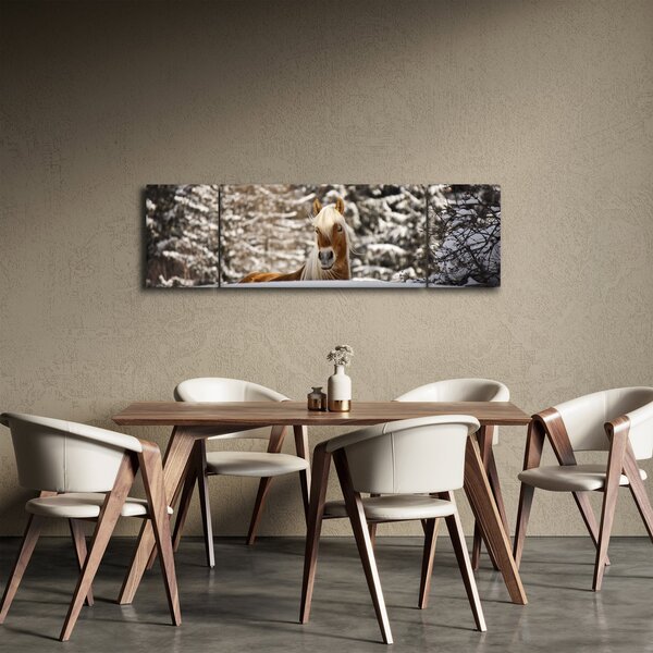 Obraz - Kůň v zimní krajině (170x50 cm)