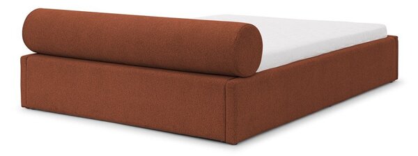 Čalouněná dvoulůžková postel s úložným prostorem s roštem 140x200 cm v terakotové barvě Cille – Ropez