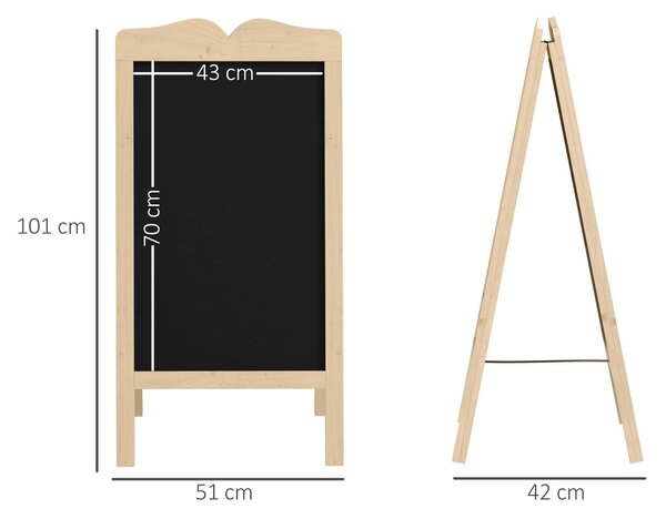 Vinsetto Bílá tabule na stojanu se dřevěným rámem, oboustranná magnetická skládací tabule s 8 tekutými křídami a 6 oboustrannými tabulemi 51x42x101 cm