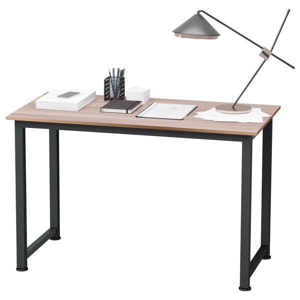 HOMCOM Moderní pracovní stůl se ocelovým rámem a nastavitelnými nohami pro domácí kancelář 120x60x76 cm Černý | Aosom