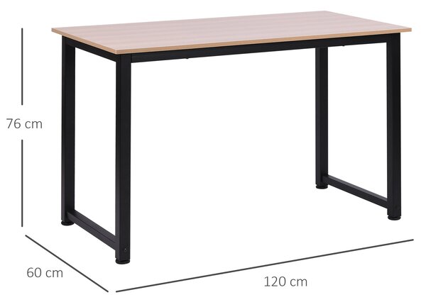 HOMCOM Moderní pracovní stůl se ocelovým rámem a nastavitelnými nohami pro domácí kancelář 120x60x76 cm Černý | Aosom