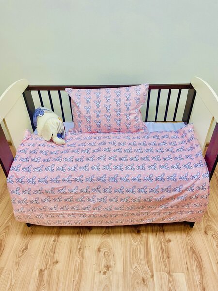 Povlečení bavlněné dětské Zajíček ružový TiaHome - Detský set 130x90cm + 65x45cm