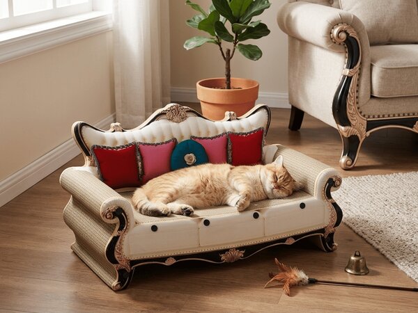 Pelíšek se škrabadlem pro kočku ROYAL PURR 59,5x27x33 cm, karton
