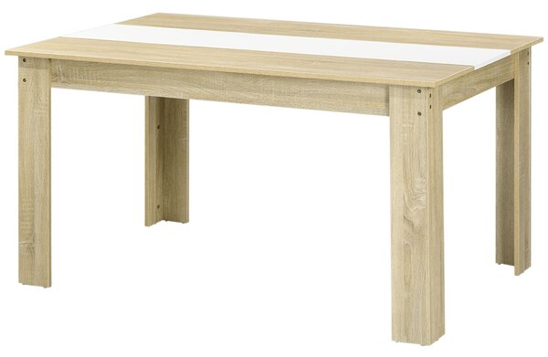 HOMCOM Moderní jídelní stůl obdélníkový pro 4-6 osob, nosnost 100 kg, pro obývací pokoj 140x89,5x75 cm bílý a dubový | Aosom
