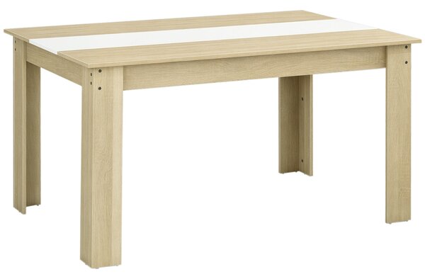 HOMCOM Moderní jídelní stůl obdélníkový pro 4-6 osob, nosnost 100 kg, pro obývací pokoj 140x89,5x75 cm bílý a dubový | Aosom