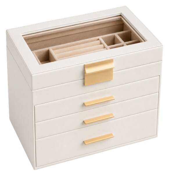Šperkovnice ELEGANT CASE 25,1x21,5x15,3 cm z eko kůže, béžová