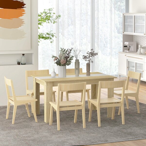 HOMCOM Moderní jídelní stůl obdélníkový pro 4-6 osob, nosnost 100 kg, pro obývací pokoj 140x89,5x75 cm bílý a dubový | Aosom