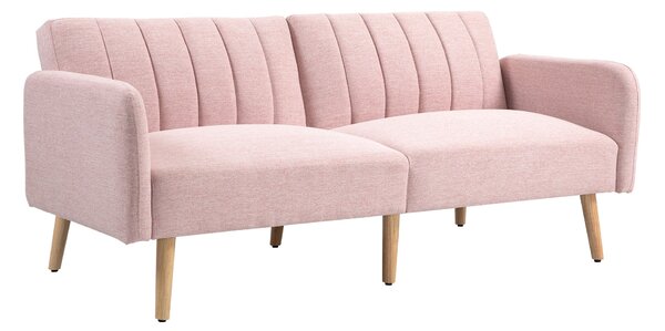 HOMCOM Moderní Rozkládací Dvousedací Pohovka 173x75x73 cm - Růžová | Aosom
