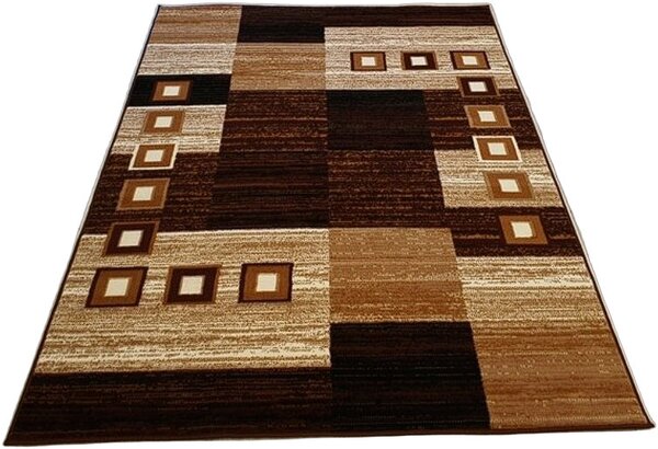 HU Hnědo-černý kostkovaný koberec Shiraz Bcf Kostka – tmavý Rozměr: 120x170 cm