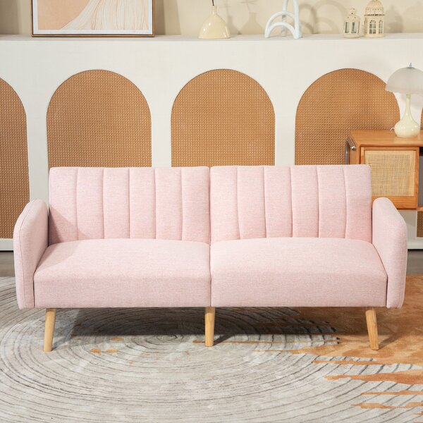 HOMCOM Moderní Rozkládací Dvousedací Pohovka 173x75x73 cm - Růžová | Aosom
