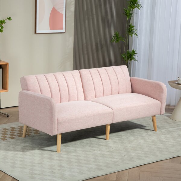 HOMCOM Moderní Rozkládací Dvousedací Pohovka 173x75x73 cm - Růžová | Aosom