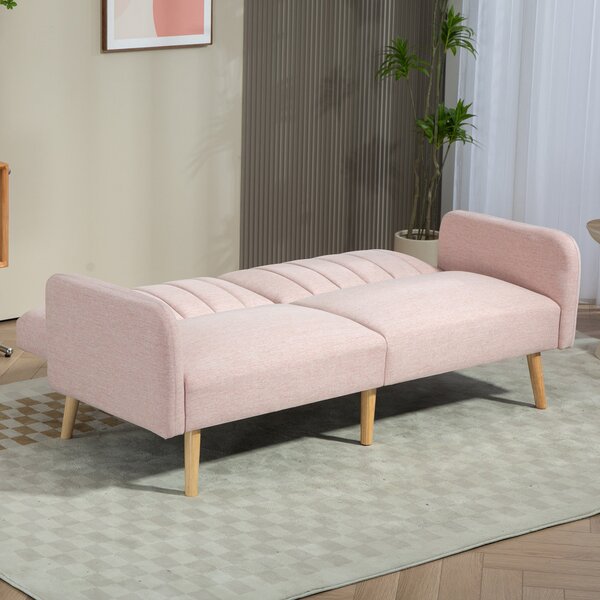 HOMCOM Moderní Rozkládací Dvousedací Pohovka 173x75x73 cm - Růžová | Aosom