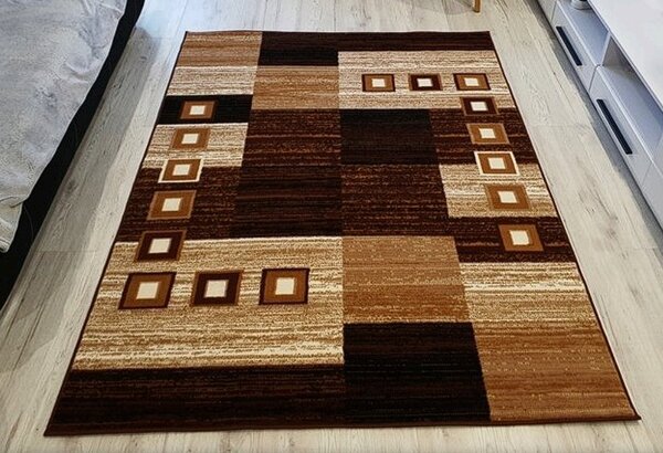 HU Hnědo-černý kostkovaný koberec Shiraz Bcf Kostka – tmavý Rozměr: 120x170 cm