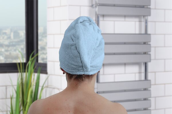 Rychleschnoucí turban na vlasy RENA světle modrý