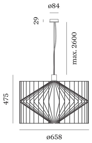 Wever and Ducré Wiro 6.5 závěsné svítidlo Černá2600mm