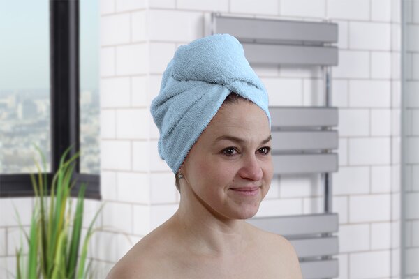 Rychleschnoucí turban na vlasy RENA světle modrý