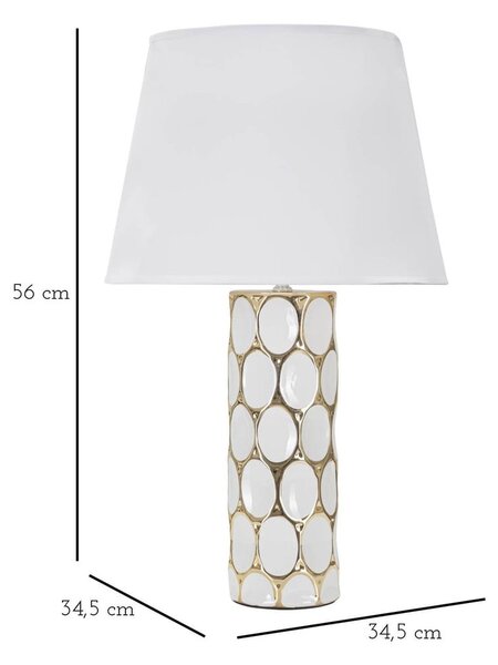 Bílá/ve zlaté barvě keramická stolní lampa s textilním stínidlem (výška 56 cm) Glam Carv – Mauro Ferretti