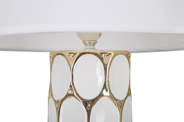 Bílá/ve zlaté barvě keramická stolní lampa s textilním stínidlem (výška 56 cm) Glam Carv – Mauro Ferretti