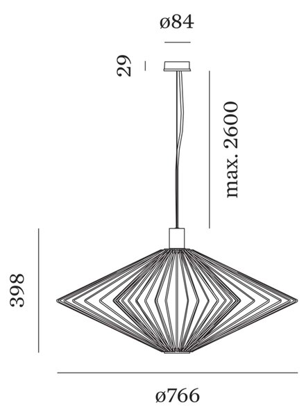 Wever and Ducré Wiro Diamond 2.0 závěsné svítidlo Černá2600mm