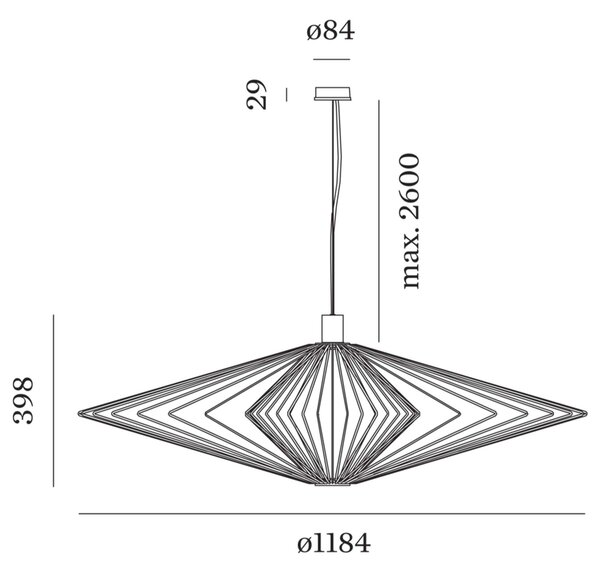 Wever and Ducré Wiro Diamond 3.0 závěsné svítidlo Černá2600mm