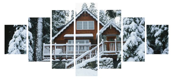 Obraz - Dřevěná chata (210x100 cm)