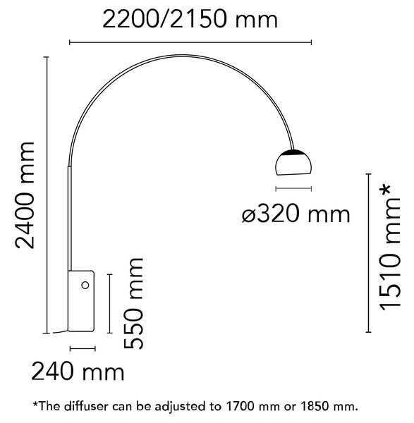 Flos Arco LED ikonická oblouková lampa