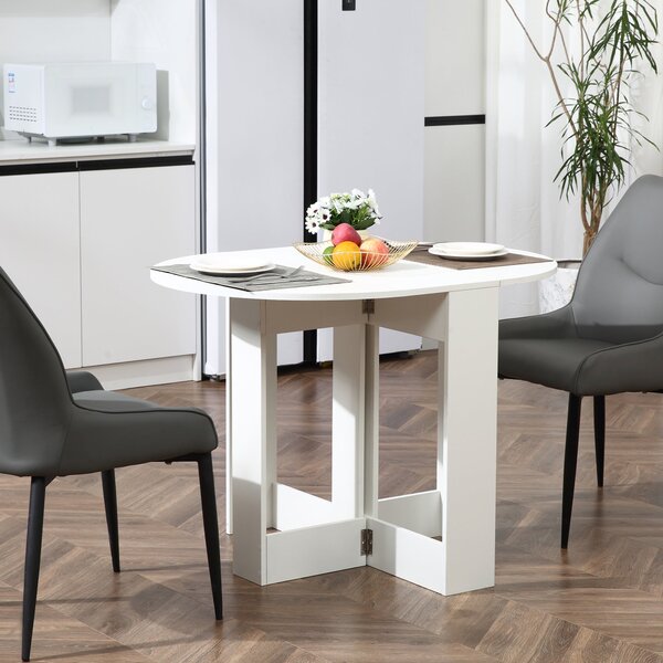 Skládací jídelní stůl HOMCOM s 2 sklápěcími křídly, skládací stůl pro 2-4 osoby 104x76x73,7 cm Bílý | Aosom