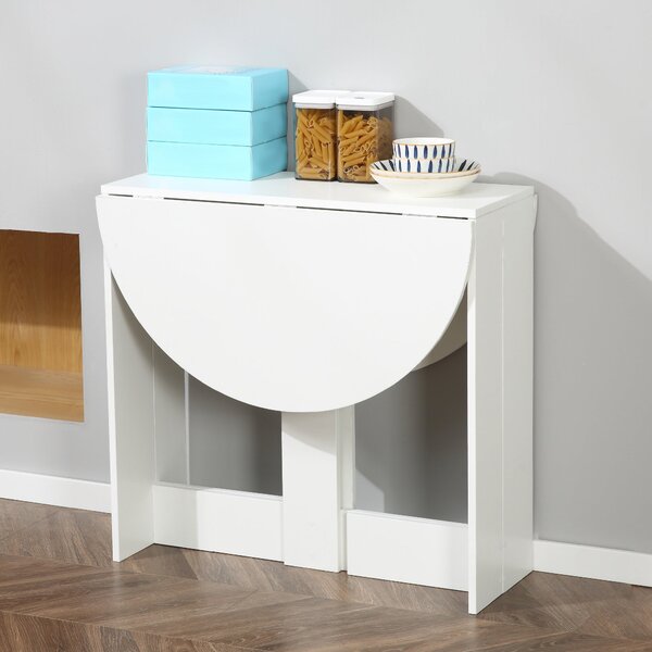 Skládací jídelní stůl HOMCOM s 2 sklápěcími křídly, skládací stůl pro 2-4 osoby 104x76x73,7 cm Bílý | Aosom