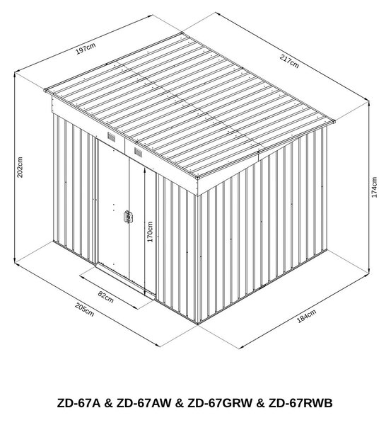 Zahradní domek BestBerg ZD-67AW / 4,3 m² / 197 × 217 × 202 cm / antracit/bílá