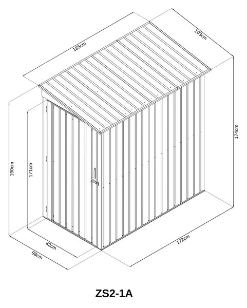 Zahradní domek BestBerg ZS2-1A / 1,9 m² / 103 x 185 x 190 cm / šedá