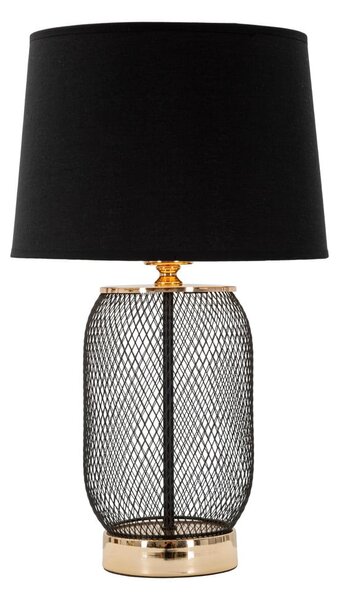 Stolní lampa s textilním stínidlem v černo-zlaté barvě (výška 47 cm) Chaine – Mauro Ferretti